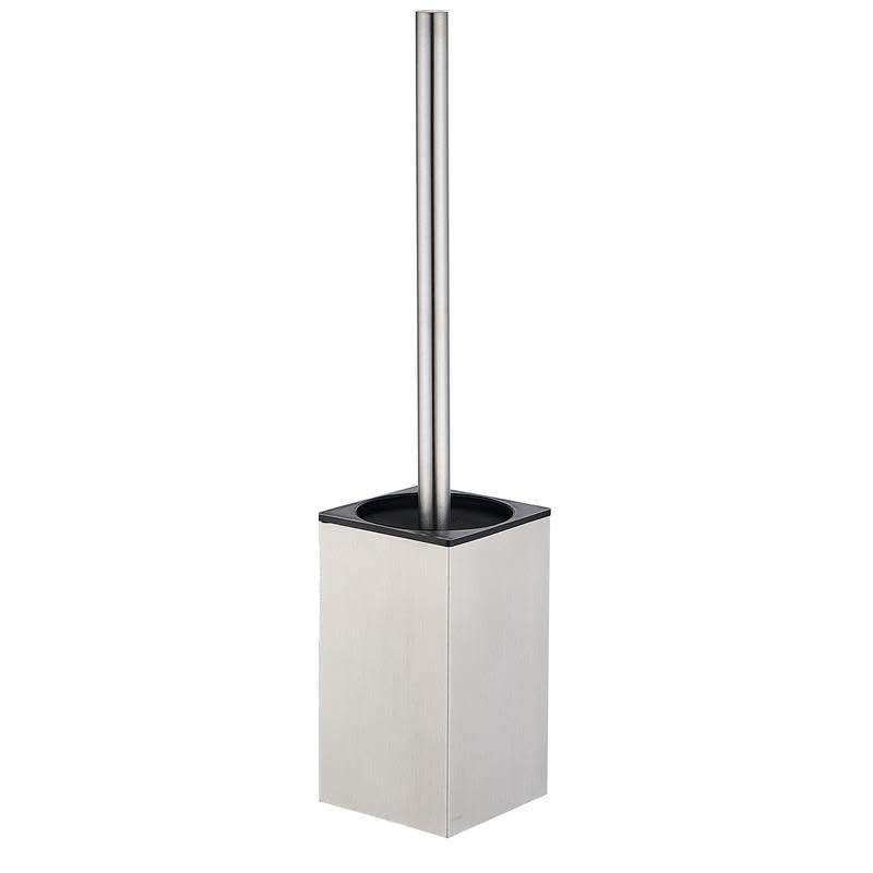 Image of Freestanding Toilet Brush and Holder Set Stainless Steel Toilet Bowl Cleaners Square Modern Toilet Brush Heavy Duty Bathroom Accessories (Brushed Silver)