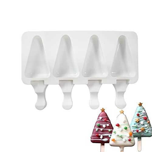 Shaped Popsicle Molds Cute Triangle Shape Ice Pop Molds Silicone 4 Cavities Popsicle Moulds for Kids Adults Ice Cream Mold Cake Pop Molds Homemade Popsicle Silicone Molds DIY Popsicle Maker