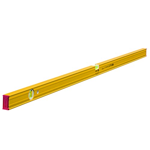 STABILA Magnet-Wasserwaage Type 80 ASM, 150 cm, verstärktes Alu-Profil, extrastarkes Seltenerd-Magnetsystem, 1 Horizontal-Libelle, 1 Vertikal-Libelle, integrierte Rutsch-Stopper, Made in Germany