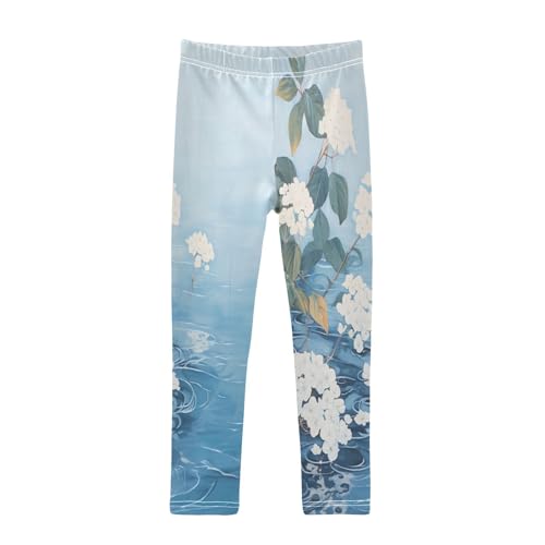 Bolaz Toddler Girls Leggings Printed Yoga Pants Leggings Water White Flower for Kids