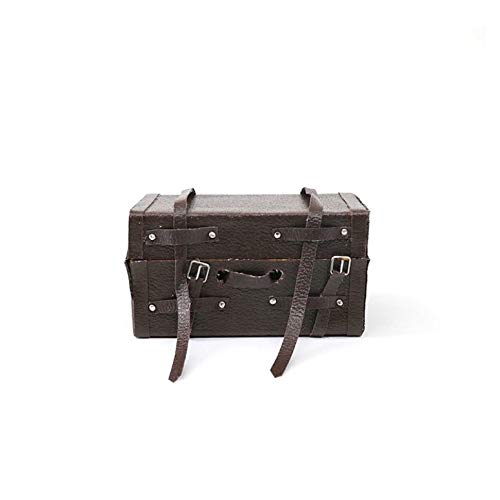 1:12 Puppenhaus Miniatur aus Leder aus Holz Trunk mit Riemen und Schnallen Minipuppen Zubehör Möbel Ausstattungen – Bild 4