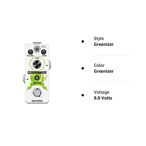 Stax Guitar Greenizer Pedal Analog Vintage Overdrive Effects Recreation Of 70'S Tube Scream Cloned Tone Mini Size True Bypass #TOP5