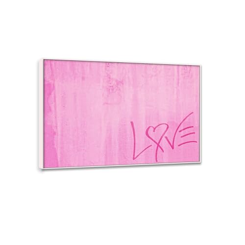 Peinture sur toile art mural de forêt paysage nature rose avec cadre blanc
