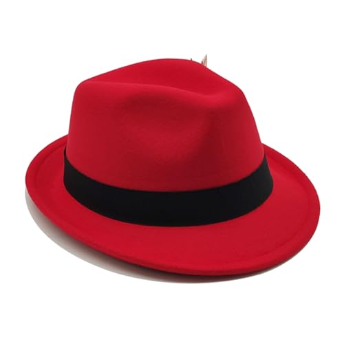 Image of Unisex Trilby Hats Classic Fedora Hats for Women Men Dress Hats Felt Short Brim Fedoras Hat Panama Hat with Band