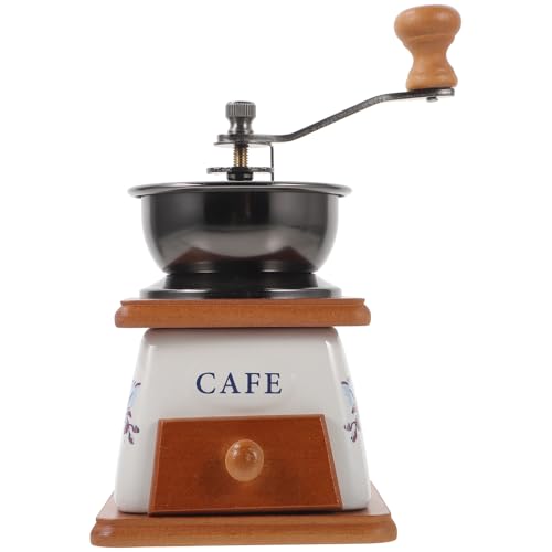 DIYEAH Moulin à Café Manuel en Céramique Vintage Mini Broyeur Portable 1 Pièce pour Grains de Café Usage Domestique Base Antidérapante Compact et Pratique Cuisine