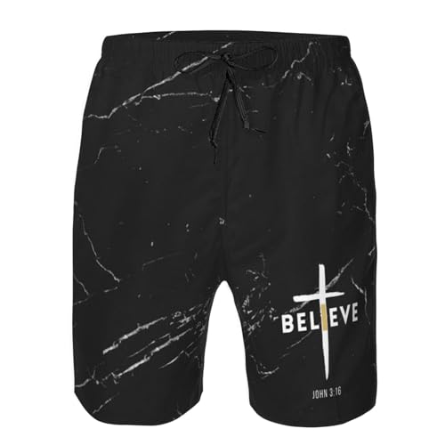 I Believe John 3 16, Christian, Cross Mens Swim Trunks Quick Dry Swim Shorts Summer Beach Shorts with Pockets Swimsuit4