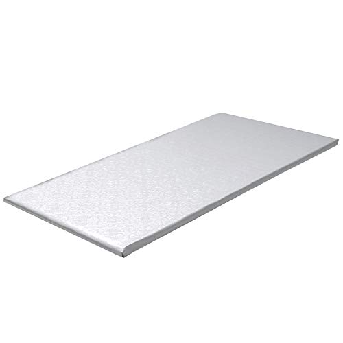 O’Creme Cake Board, White Narrow Rectangle - Log Cake Board, Wraparound White Pastry Drum Boards with Gorgeous Design, Sturdy & Durable 1/4” Thick Cake Drums, 14 Inch x 6 Inch - Pack of 10