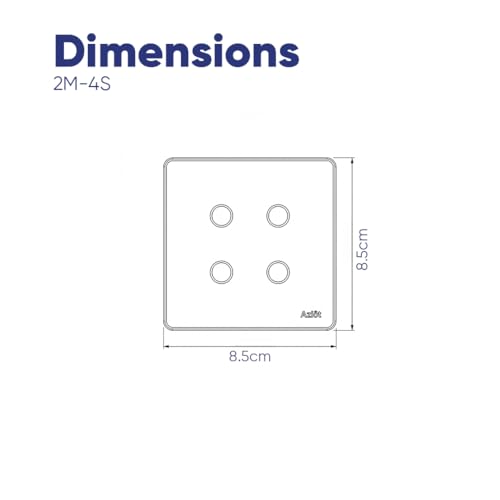 Image of AZIOT Smart Premium Toughened Glass Touch Switch Panel | Elevate 2 Module 4 Switch | WiFi + BLE | No Hub Required | Compatible with Alexa, Google Assistant & Siri | Black