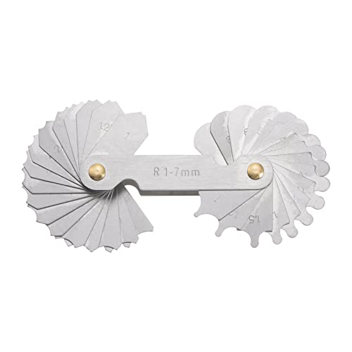 sourcing map R1-7 Radius Gauge Alloy Steel Radius Fillet Gauge Portable Concave Convex Measuring Tool for Tool and Die Makers Check