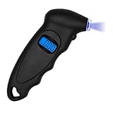 LSKASELUE Digital Tire Pressure Gauge, 150PSI 4 Setting Accurate Tire Gauge with Backlit LCD & Non-Slip Grip, Easy and Accurate Reading Air Pressure Checker for Cars Trucks Bicycles (Black)