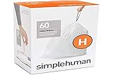 simplehuman Code H Custom Fit Drawstring Trash Bags, 30-35 Liter / 8-9 Gallon, White, 60 Count, Liners