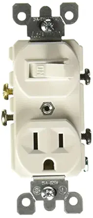 Leviton 15 Amp, 120 Volt, Duplex Style Combination Single Pole Switch/Receptacle, Grounding, 5225, White