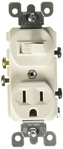 Leviton 15 Amp, 120 Volt, Duplex Style Combination Single Pole Switch/Receptacle, Grounding, 5225, White image 5