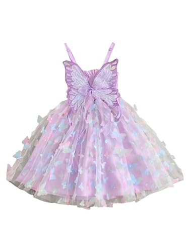 GORGLITTER Girl's Butterfly Mini Dress Cute Sleeveless Stappy Mesh Swing Flowy Summer Formal Easter Sun Dresses 2025
