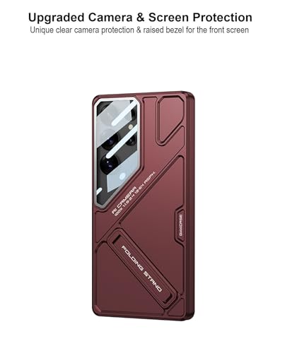 Image of Midkart Matte Case Compatible with Samsung Galaxy S25 Ultra Hidden Kickstand Cover Hard PC with Camera Protection, Red