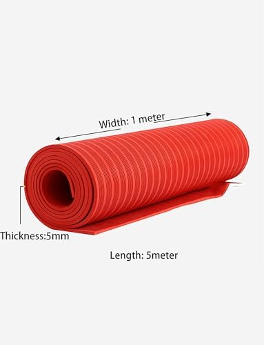 High Volta Non-Slip Rubber Mat, 100x500x0.5cm, 5mm Thick, Durable Floor Mat for Home & Commercial Use, Safe & Red Anti-Fatigue Matting