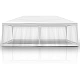 Outvita Outdoor Party Tent with Screen, 10x20ft Canopy Shelter with Netting Side Walls and 2pcs Doors for Event Yard Patio BBQ Picnic Parties White