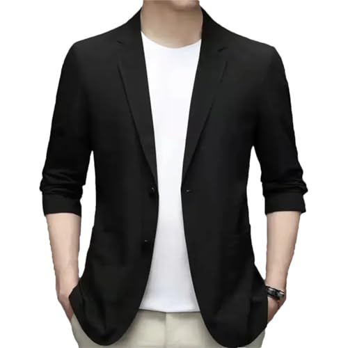 Ultra Thin Ice Silk Suit Jacket Summer Men Blazer Breathable Stretch Casual Suit Plus Size Lightweight Blazers
