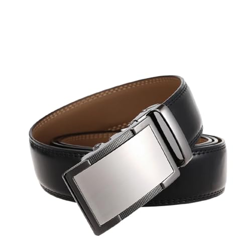 Men's Genuine Leather Trouser Belt 35mm Wide Alloy Automatic Buckle Business Cowhide Strap for Suits or Jeans3