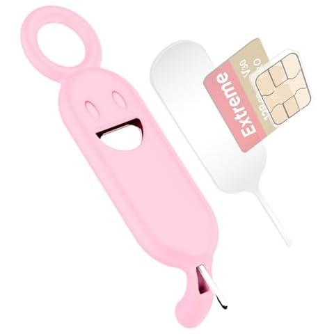 TACOMEGE SIM Card Holder Contains Eject Pins Needle Opener Ejector for iPhone, Universal SIM Card Removal Tool for Smartphone Smile (Pink) Cover