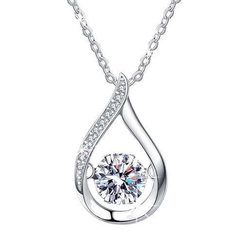[Angel&rsquo;s Closet] レディース ネックレス 揺れる 【 ダイヤモンド より輝く ジュエリー 1.0ct 】 ダンシング モアッサナイト 1カラット 動く ペンダント シルバー925 5層プラチナコーティング お祝い 誕生日 記念日 プレゼント 人気 ギフトバッグ ケース付 (揺れる涙型)