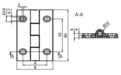 Hinge Heavy-duty Hinge AL 90 Aluminum Die Cast 45 x 68 mm silver grey alu colour - Image 2