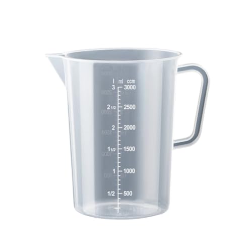 3000/2000/1000Ml PC計量 ピッチャー- 大 プラスチック 計量 カップ 水 ピッチャー ジャグ 混合 ピッチャー 注ぐ カップ 計量 ジャグ ハンドル と 注ぎ口 付き 水 小麦粉 米用 (3000ML,透明スケール)