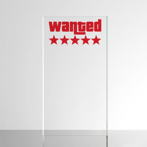 Image of Sticker for Glass & Mirrors | Minimal Vinyl Decal for Bedroom Bathroom & Cafe | Self-Adhesive Quote Aesthetic Mirror Sticker | No Mirror Included (Wanted 5 Stars, Medium, Transparent Red)
