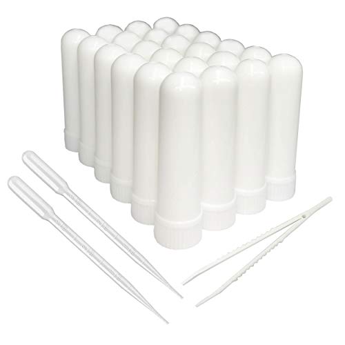 zison Essential Oil Aromatherapy Blank Nasal Inhaler Tubes (Including 24 Complete Sticks + Including 12 extra Stick +2 Polyethylene Pipette Droppers +1Plastic tweezers)