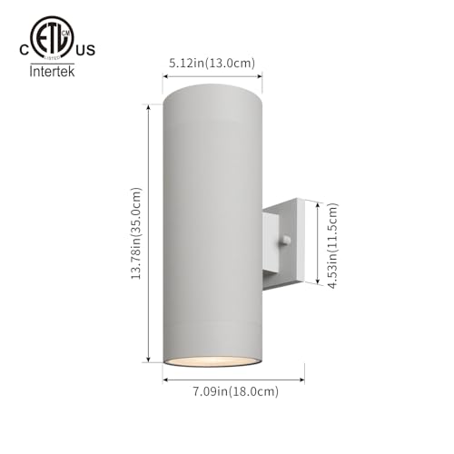 Image of mirrea 14 inch Modern Outdoor Porch Light in 2 Lights, Matte Gray, 2 Pack
