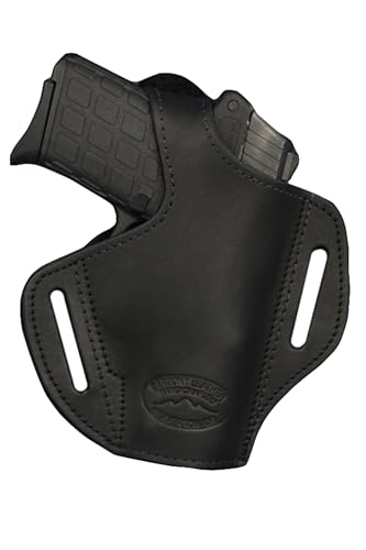 Barsony Black Leather Pancake Holster for 380 and Small 9mm 40 45 (Glock 42 43, Right)