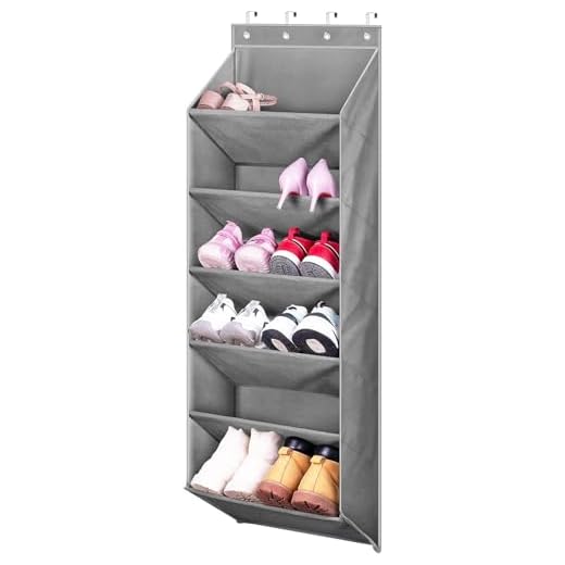 MISSLO Door Shoe Rack with Deep Pockets for 12 Pairs of Shoe Organizer Over the Door Hanger for Closet and Dorm Narrow Door Shoe Storage, Grey