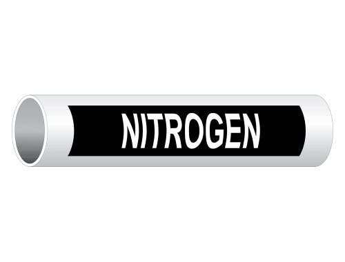 Compliancesigns.com Nitrogen (White Legend On Black Background) Pipe Label Decal, 8X2 Inch 5-Pack Vinyl For Pipe Markers Hazmat #TOP5