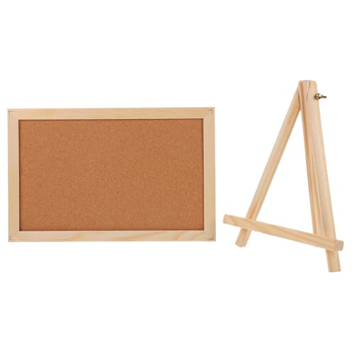 NUOBESTY Cork Bulletin Board Meassge Cork Board Mini Wood Display Easel for Home Office Notice Photo Display with Board Stand