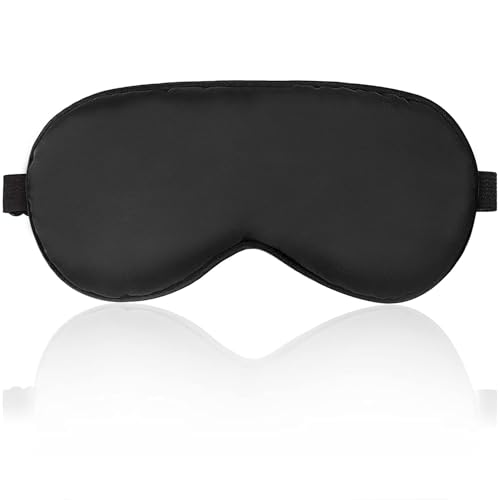 NUFR-Sleep-Mask-Night-Cover-Eye-Sleeping-Silk-Satin-Masks-for-Women-Men-Blindfold-for-Airplane-Travel-Adjustable-Strap-Black-One-Size NUFR Sleep Mask Night Cover Eye Sleeping Silk Satin Masks for Women Men, Blindfold for Airplane Travel Adjustable Strap (Black) - One Size