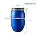Plastic Drum, Plastic Barrel with Lid, Food Grade Rain Barrel for Water Storage, Air Tight Industrial Shipping Container, Blue Color(120L)