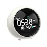 【Funcionamiento Sencillo de Botones】: En la parte superior del detector de CO2, hay cuatro botones: botón de unidad de temperatura (°C/°F), botón de luz de fondo, botón de ajuste del brillo de la luz nocturna y interruptor. (Nota: Cuando el entorno cambia significativamente, por ejemplo, de una temperatura alta a una baja, el tiempo de respuesta es sobre 2 minutos para el CO2 y la temperatura, y es sobre 10 minutos para la humedad antes de alcanzar la precisión.)