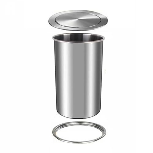 GUTUYEHKEA Bote De Basura Incorporado Encimera, con Solapa Incorporada Redondo Metal Acero Inoxidable Oculto Tapa Vertedero Desechos Pequeño,-12L