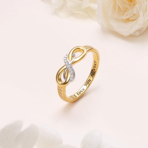 DAOCHONG 18K Gold Plated Infinity Ring 925 Sterling Silver Rings Infinite love Promise Ring for Women Ladies Dainty Eternity Promise Wedding Bands Engagement Anniversary Jewelry Gifts for Her4