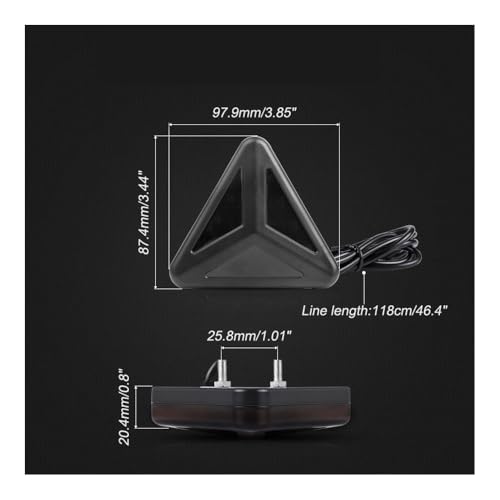 Feu arrière triangulaire à LED 12V pour plaque de moto
