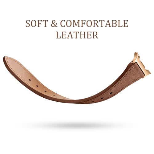 GEAK Slim Leather Band Compatible with Galaxy Watch 8 Band/7 6 5 4 FE 40mm 44mm/5 pro 45mm/8 Classic 46mm/Galaxy Active 2, Soft Genuine Leather Replacement Dressy Strap for Samsung Watch Bands Women