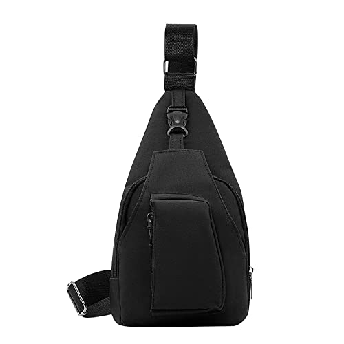 Long Keeper Schultertasche Sling Bag Brusttasche Crossbody in Nylon Herren Umhängetasche Schmale Anti-Diebstahl Schulter Herrentasche Sportlich Radfahren Outdoor (Schwarz)