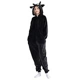 Beauty Shine Unisex Adult Onesie One Piece Pajamas Cosplay Cartoon Costume Halloween Christmas Sleepwear Jumpsuit Homewear (US, Alpha, X-Large, Regular, Regular, Black)