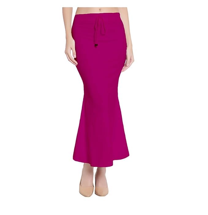 Image of Saree Shapewear Petticoat for Women Cotton Blended Lycra Shaper Petticoat with Elastic & Lace (Drawstring) Long Under Skirt Fishcut Wrinkle Free Shapewear