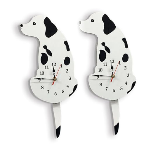 Horloge murale créative cuisine et chambre enfant motif chien blanc en acrylique - 2