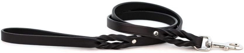 Braided Latigo Leather Leash - 3/4" X 72" (Black)