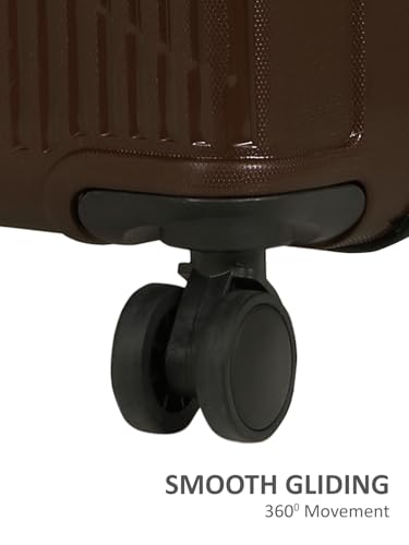 Image of Teakwood Small Size 8 Wheels Trolley Bag, Hard Cabin with Zipper Closure, Adjustable Push Button & Cross Side Strap, Number Lock System 360 Degree (Small, Brown)