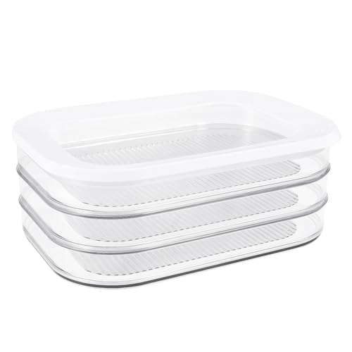 Harewtwy 1 Caja de Almacenamiento de Bloques de Carne de 3 Niveles, Tapa Sellada, Apto para Lavavajillas, Recipiente para Refrigerador, 1,6 L, 550 Ml/Unidad