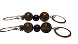 Bamboo Jasper Tiger's Eye Purple Hematite Small Copper Hoop Earrings Handmade By Beads For All