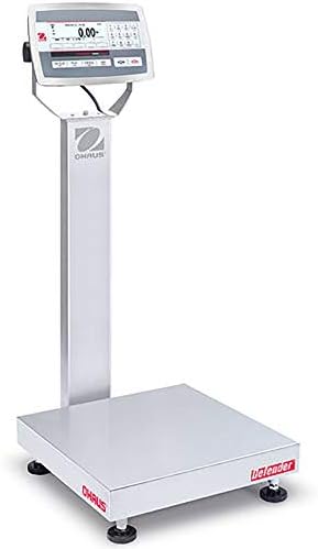 Ohaus Defender Bench Scales D52XW25WQL7, 50 lbs x 0.01 lb, Digital Bench Scale, Stainless Steel Wash Down Floor Scale, Rechargeable Battery, Industrial Scale High Accuracy Luggage Scale for Shipping